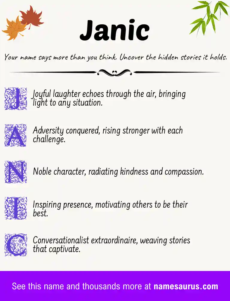 Acrostic poem about Janic.