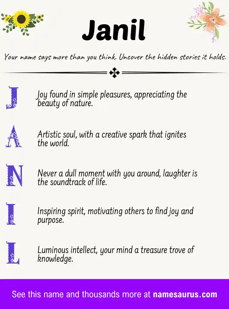 Acrostic poem about Janil.
