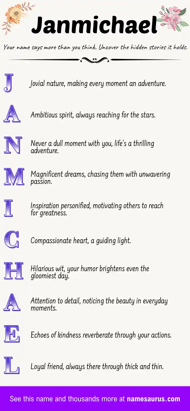 Acrostic poem about Janmichael.