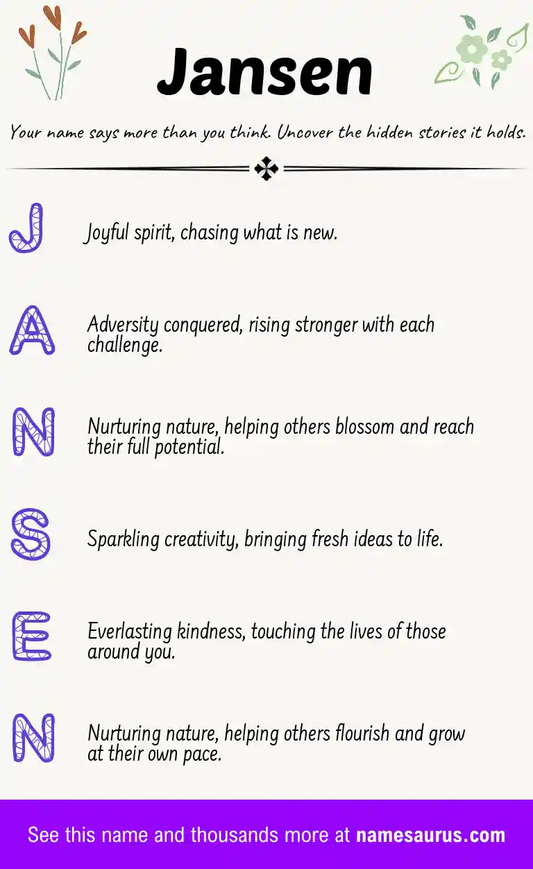 Acrostic poem about Jansen.