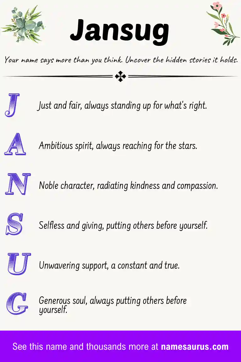 Acrostic poem about Jansug.