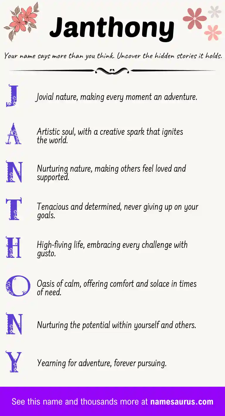 Acrostic poem about Janthony.