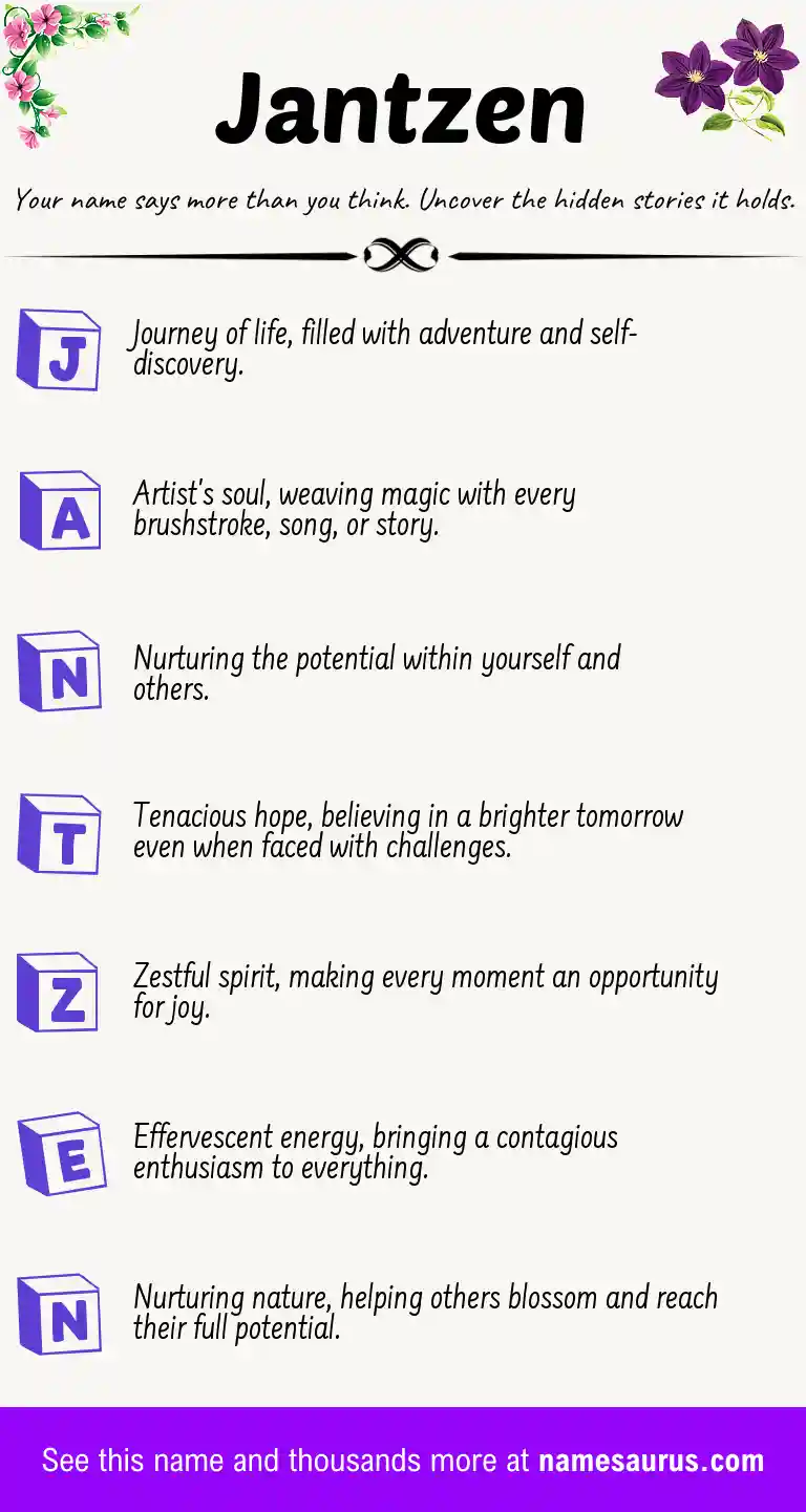 Acrostic poem about Jantzen.