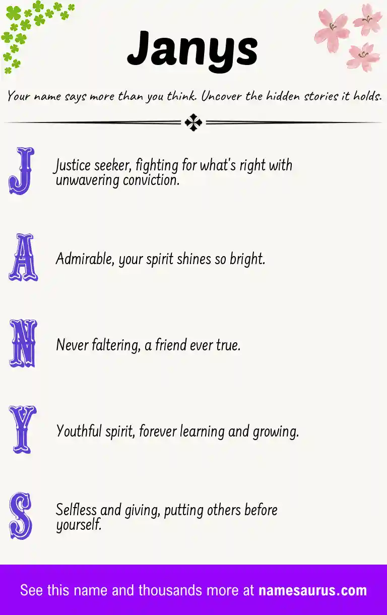 Acrostic poem about Janys.