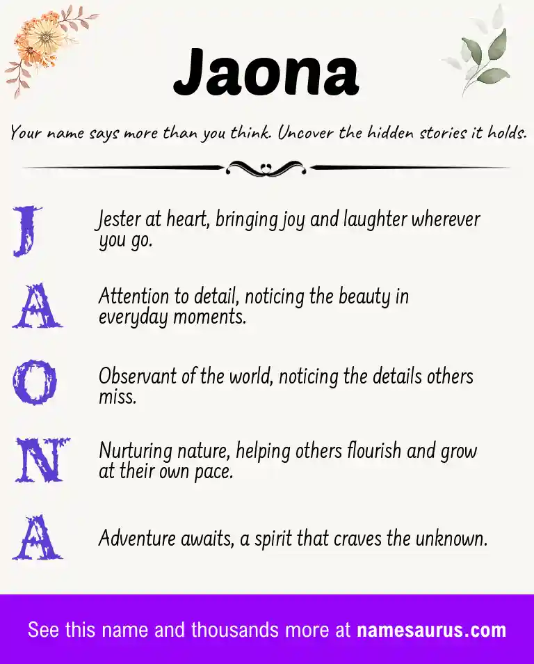 Acrostic poem about Jaona.