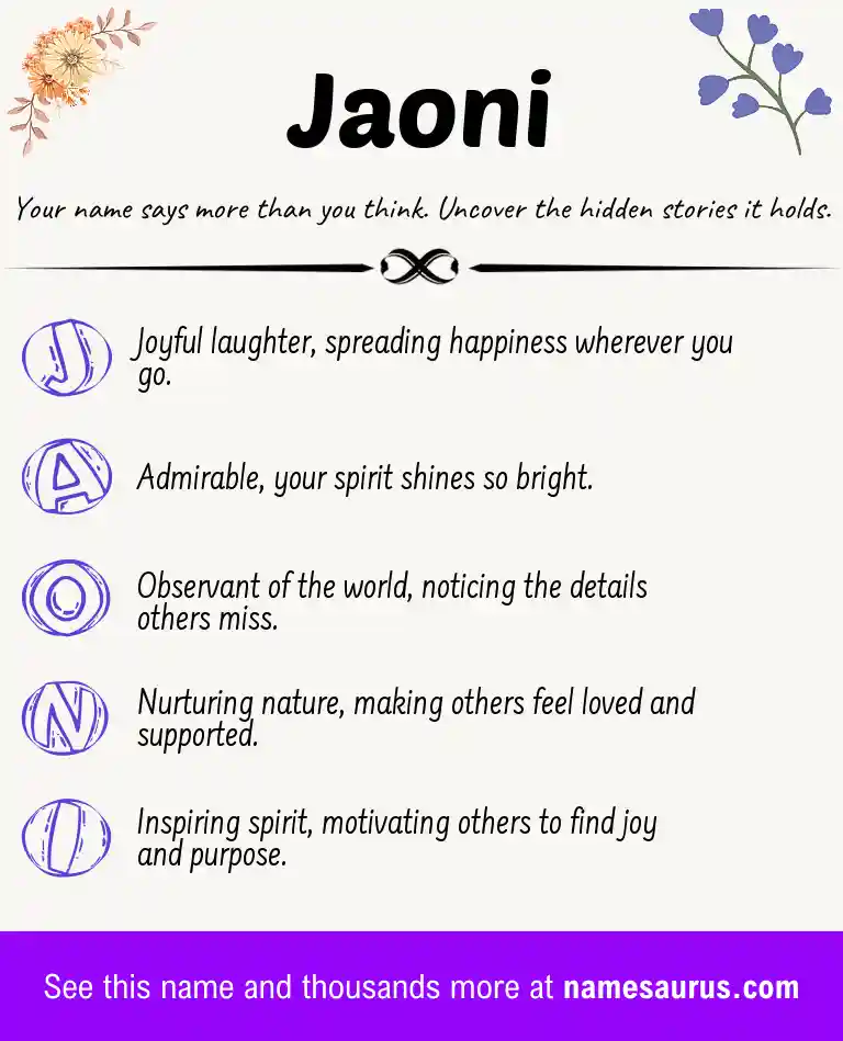 Acrostic poem about Jaoni.