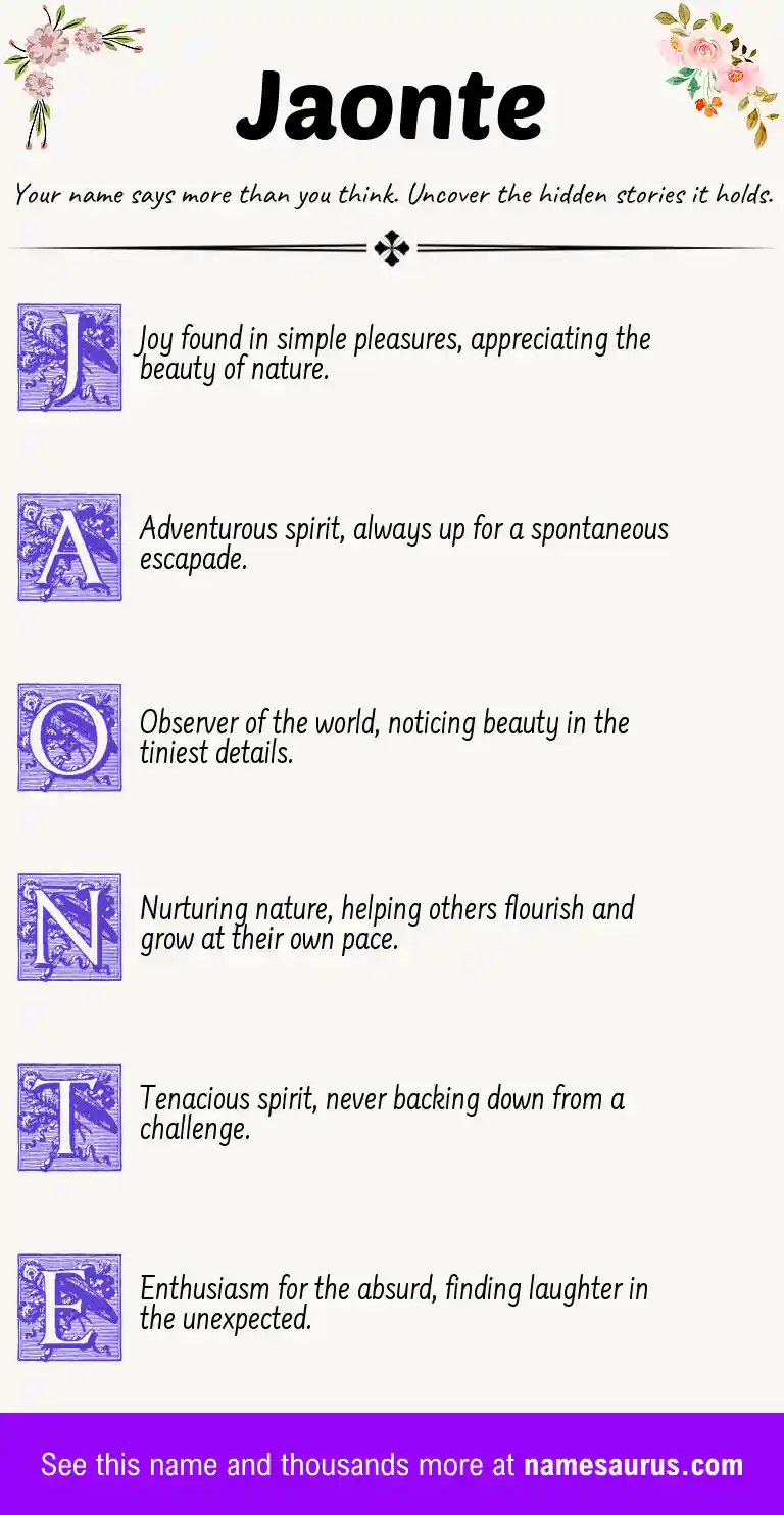 Acrostic poem about Jaonte.