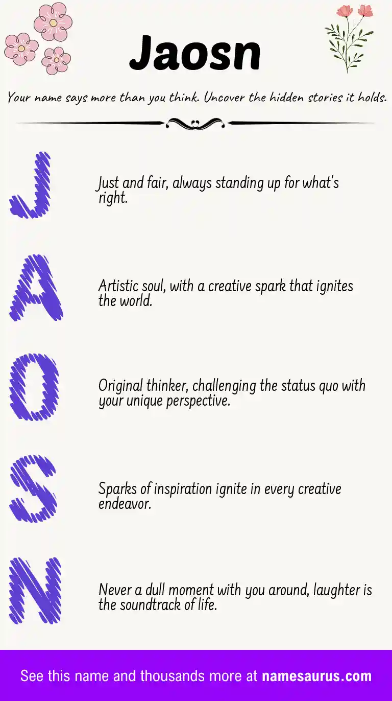Acrostic poem about Jaosn.