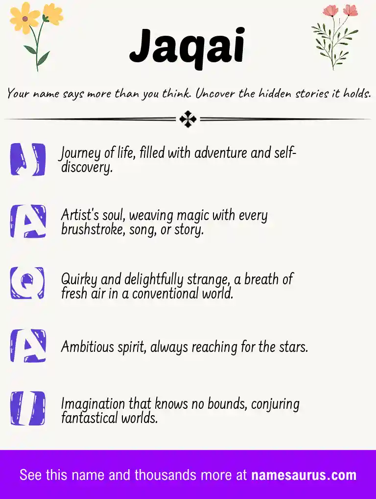 Acrostic poem about Jaqai.