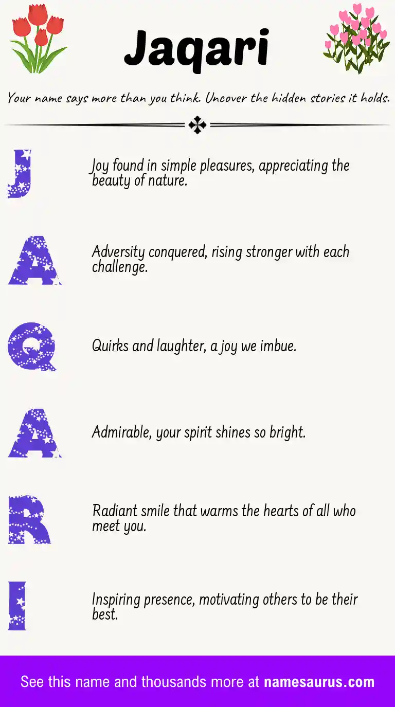 Acrostic poem about Jaqari.