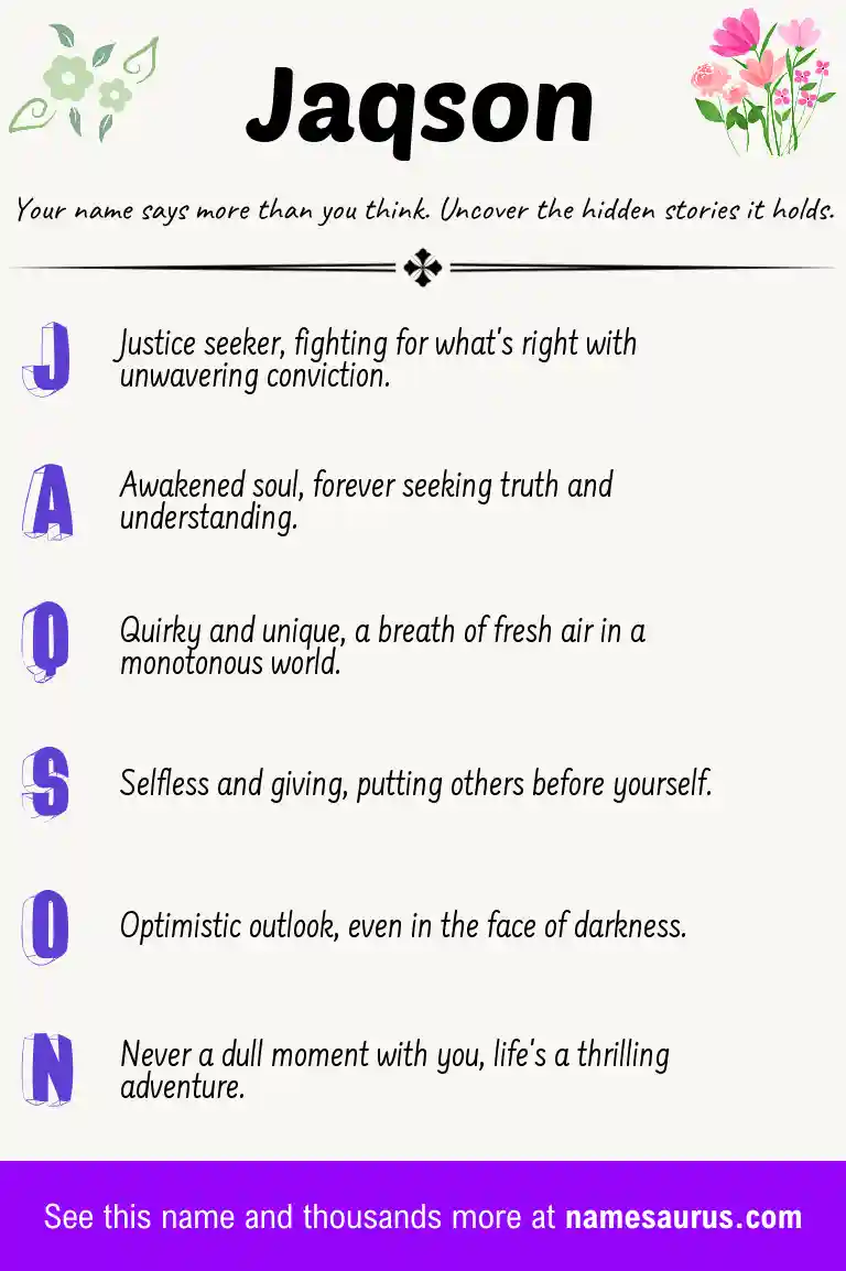 Acrostic poem about Jaqson.
