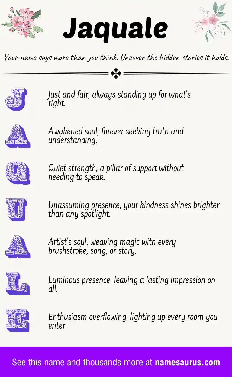 Acrostic poem about Jaquale.