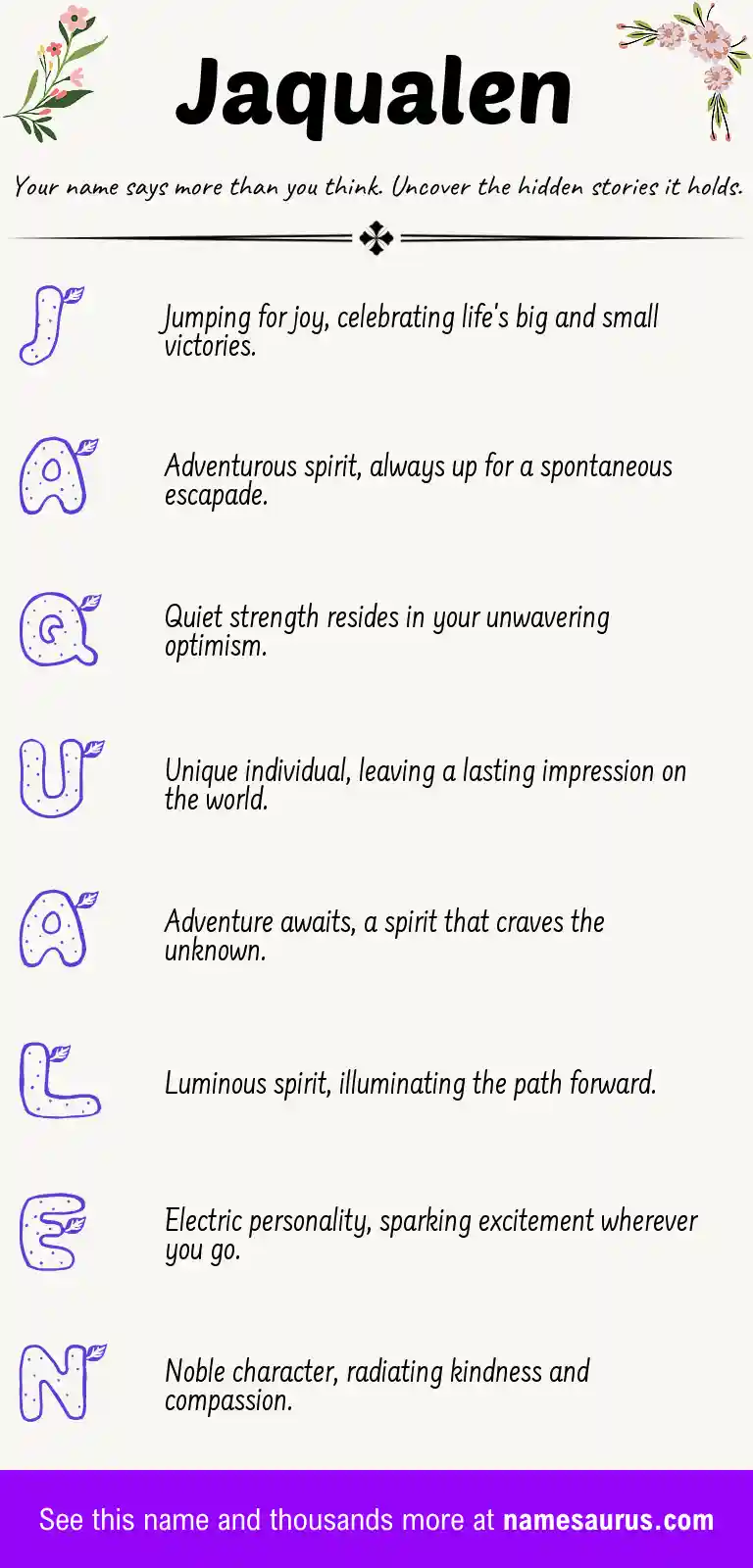 Acrostic poem about Jaqualen.