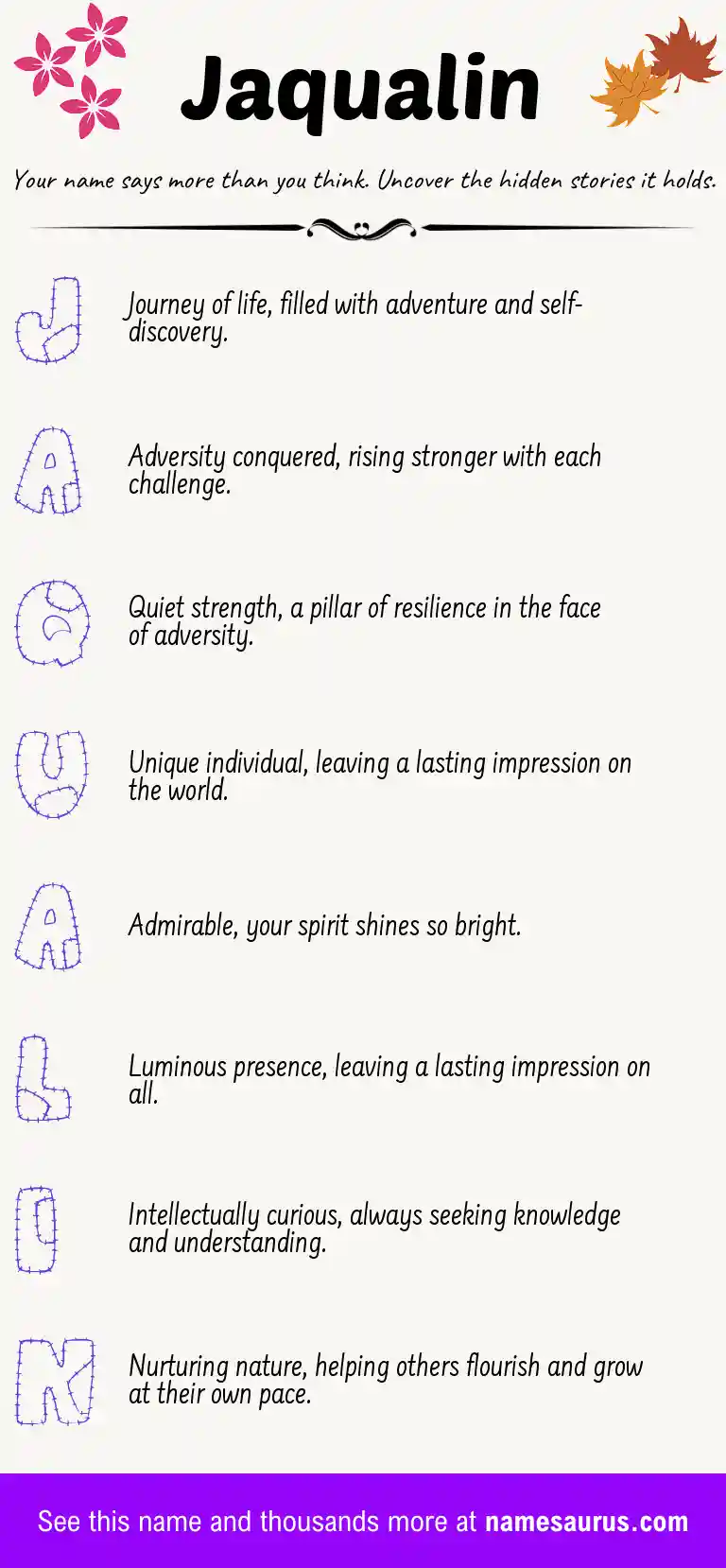 Acrostic poem about Jaqualin.