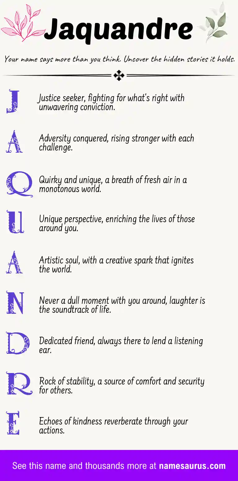 Acrostic poem about Jaquandre.