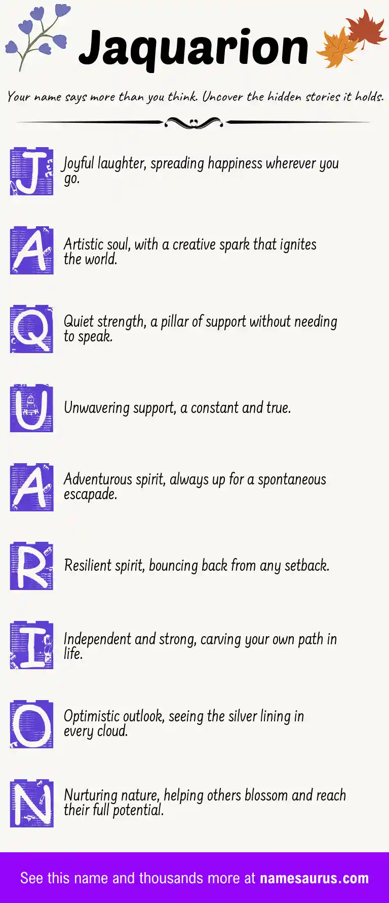 Acrostic poem about Jaquarion.