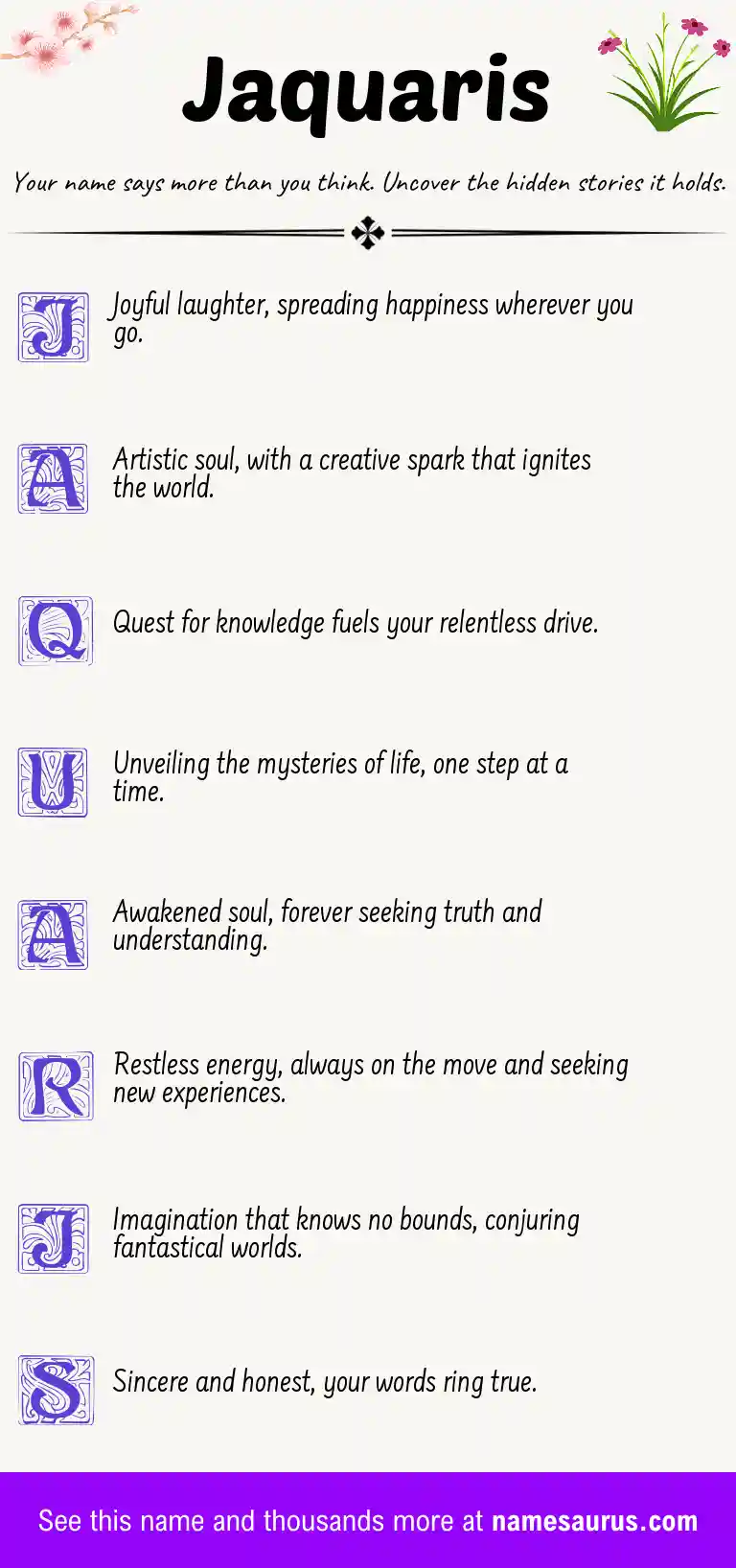 Acrostic poem about Jaquaris.