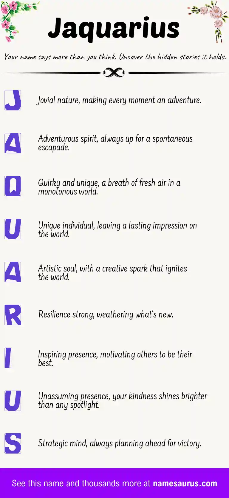 Acrostic poem about Jaquarius.