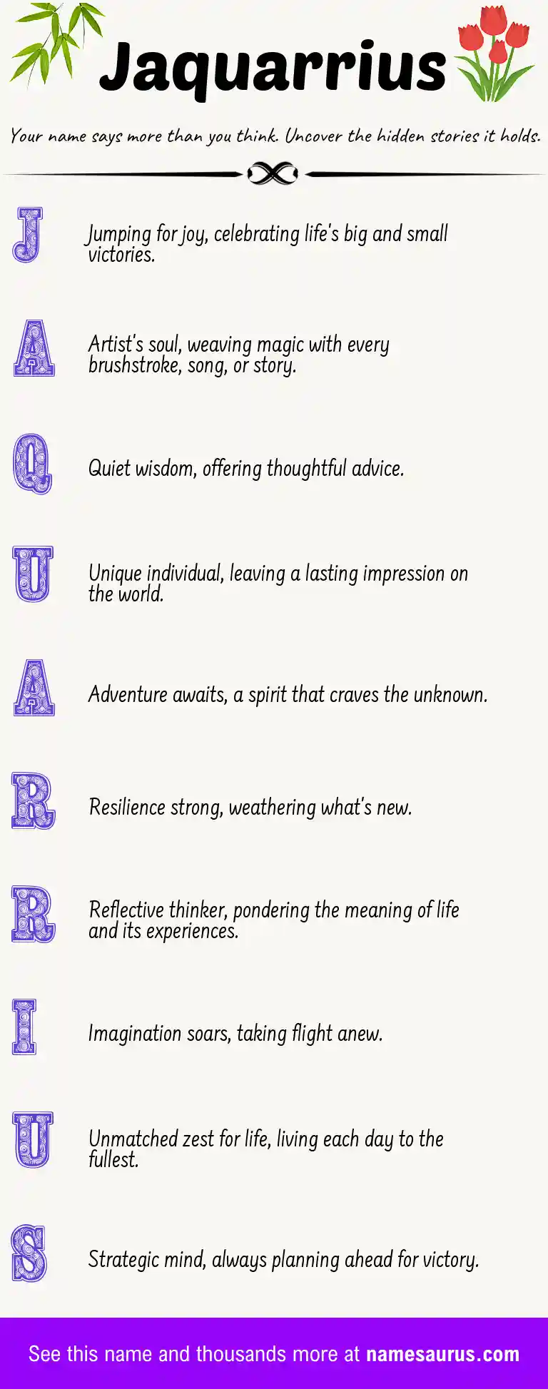 Acrostic poem about Jaquarrius.