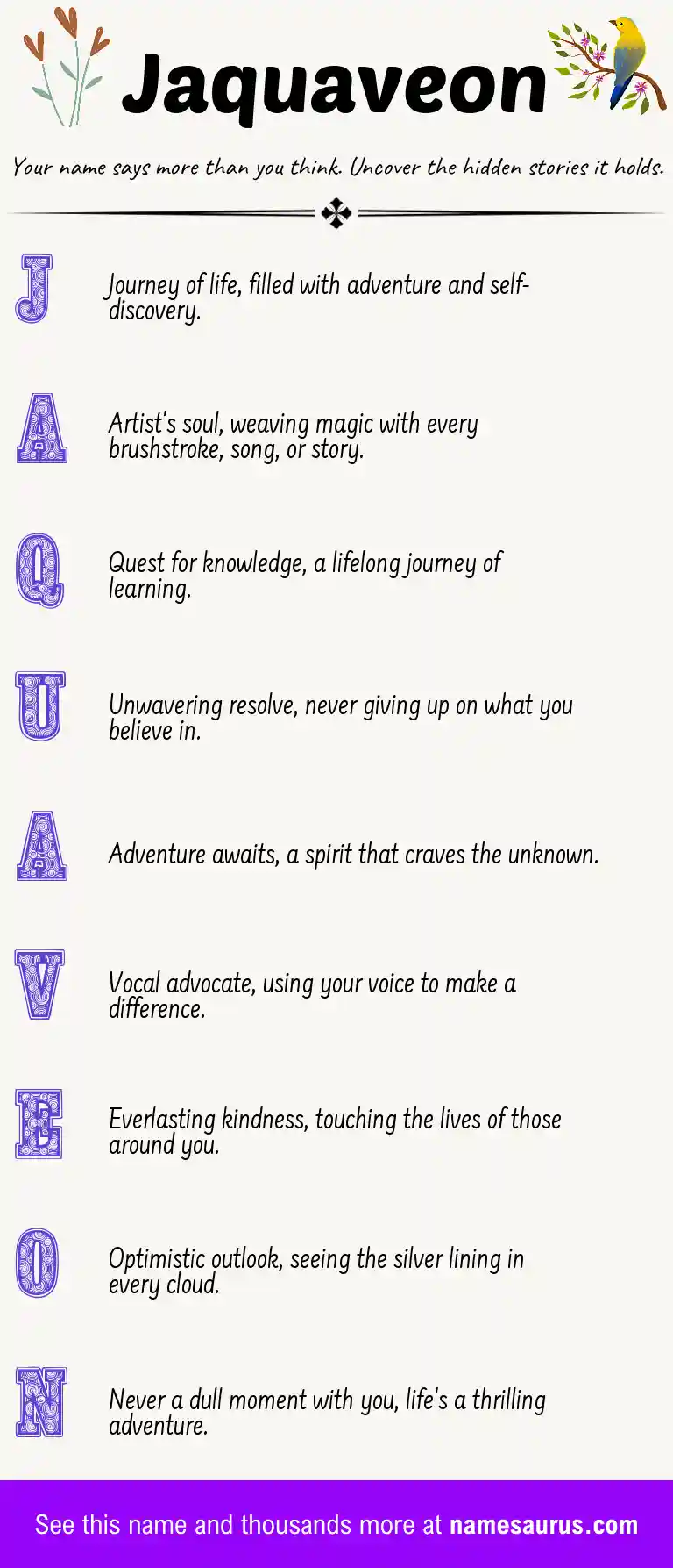 Acrostic poem about Jaquaveon.