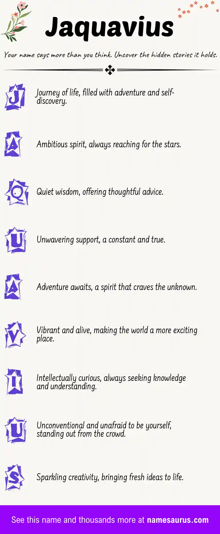 Acrostic poem about Jaquavius.
