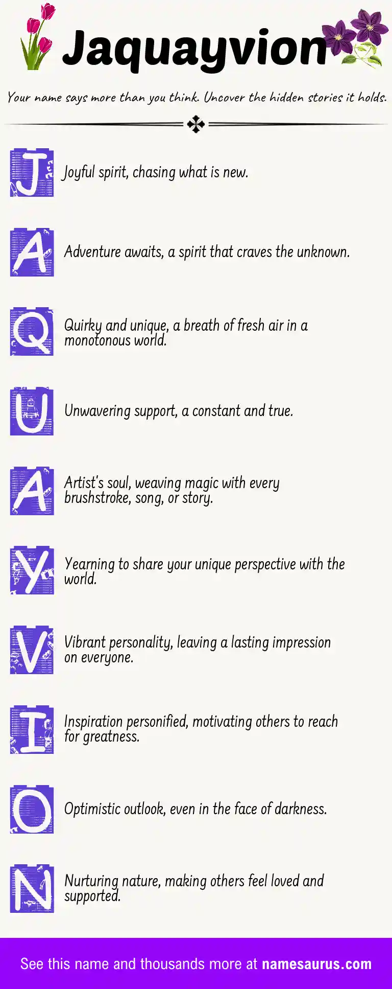 Acrostic poem about Jaquayvion.