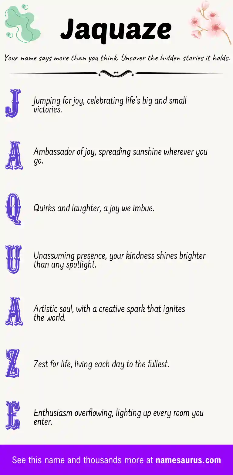 Acrostic poem about Jaquaze.