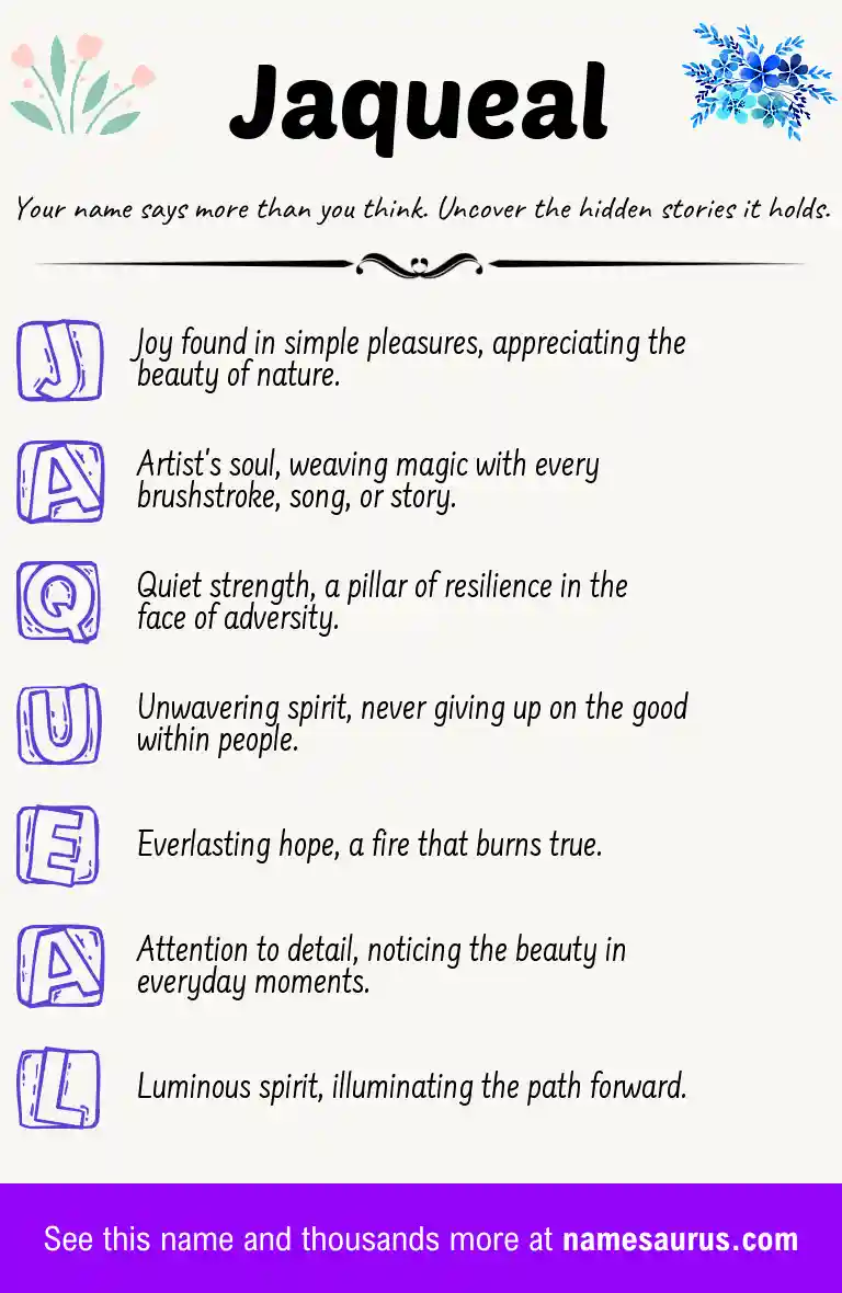 Acrostic poem about Jaqueal.