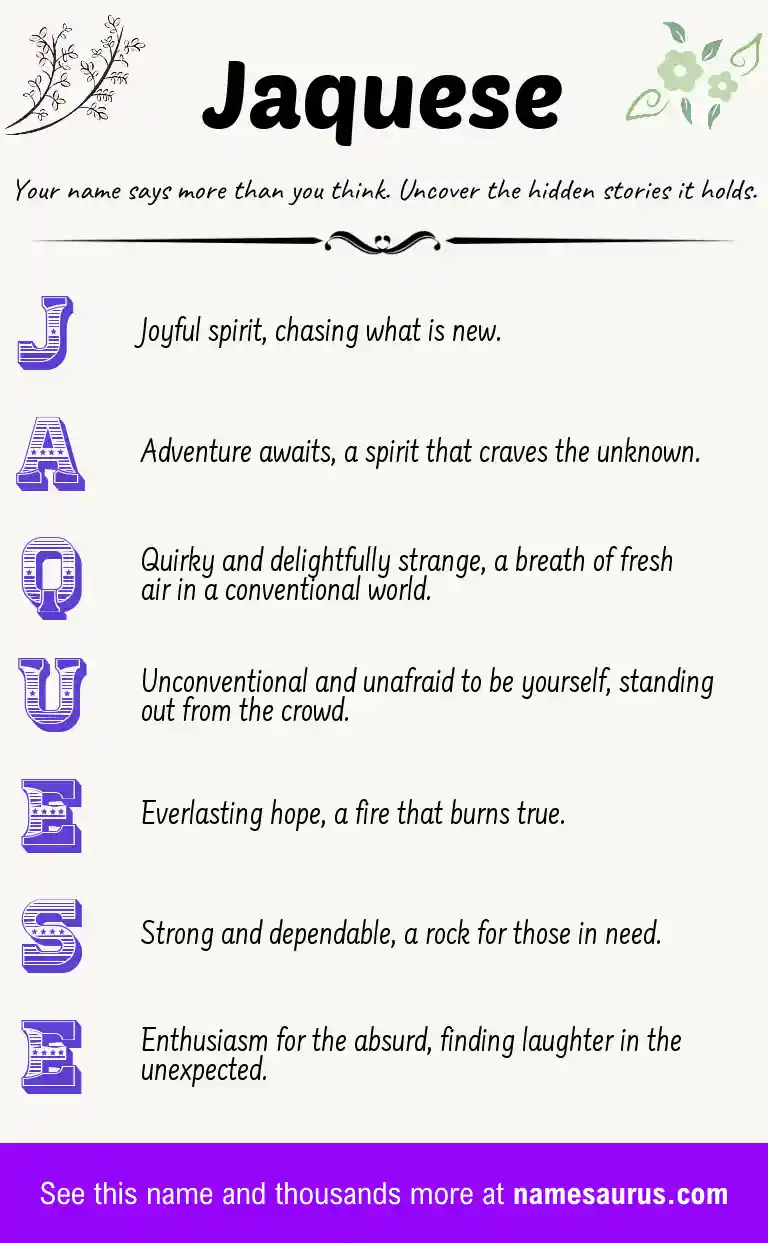 Acrostic poem about Jaquese.