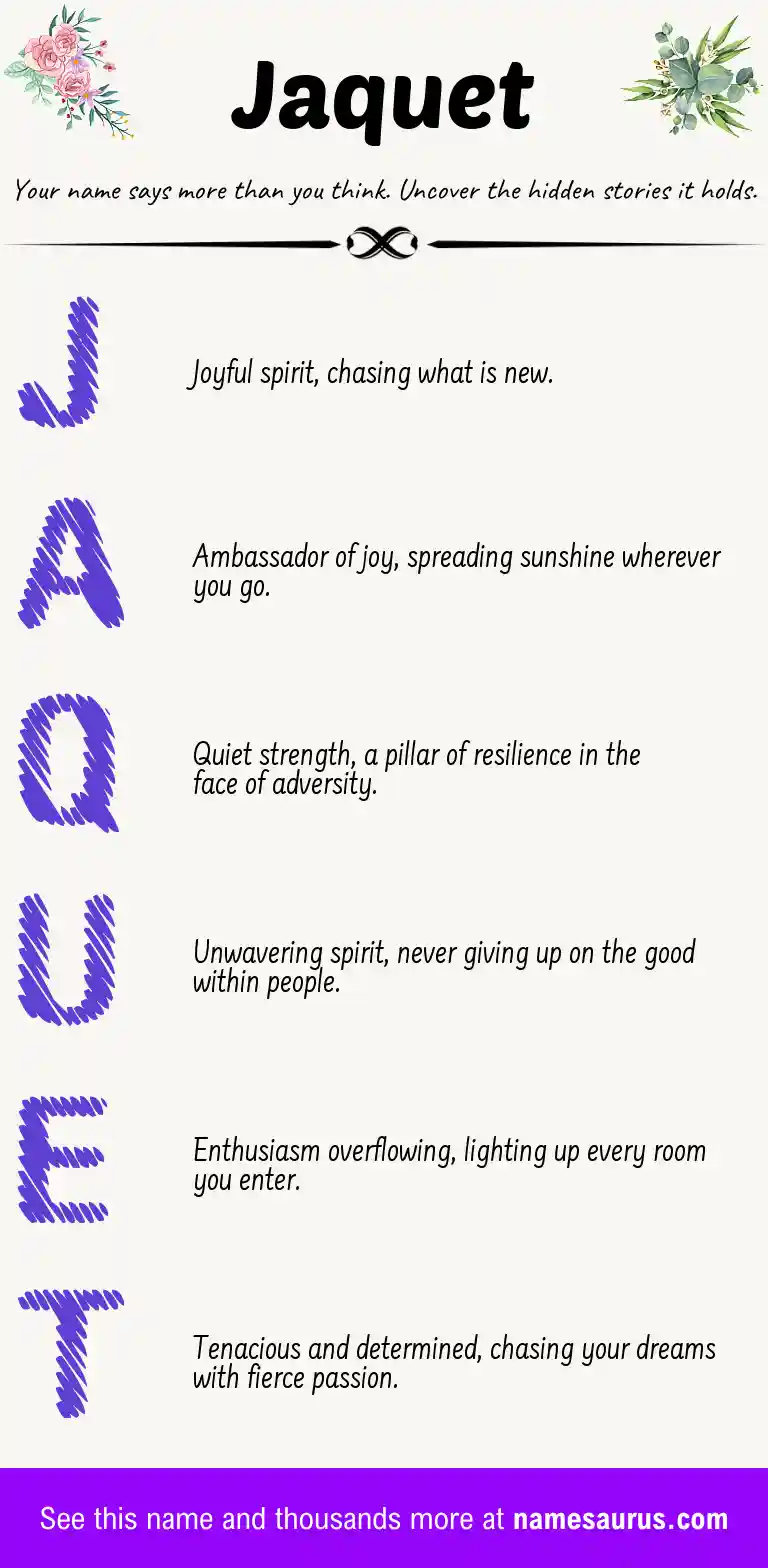 Acrostic poem about Jaquet.