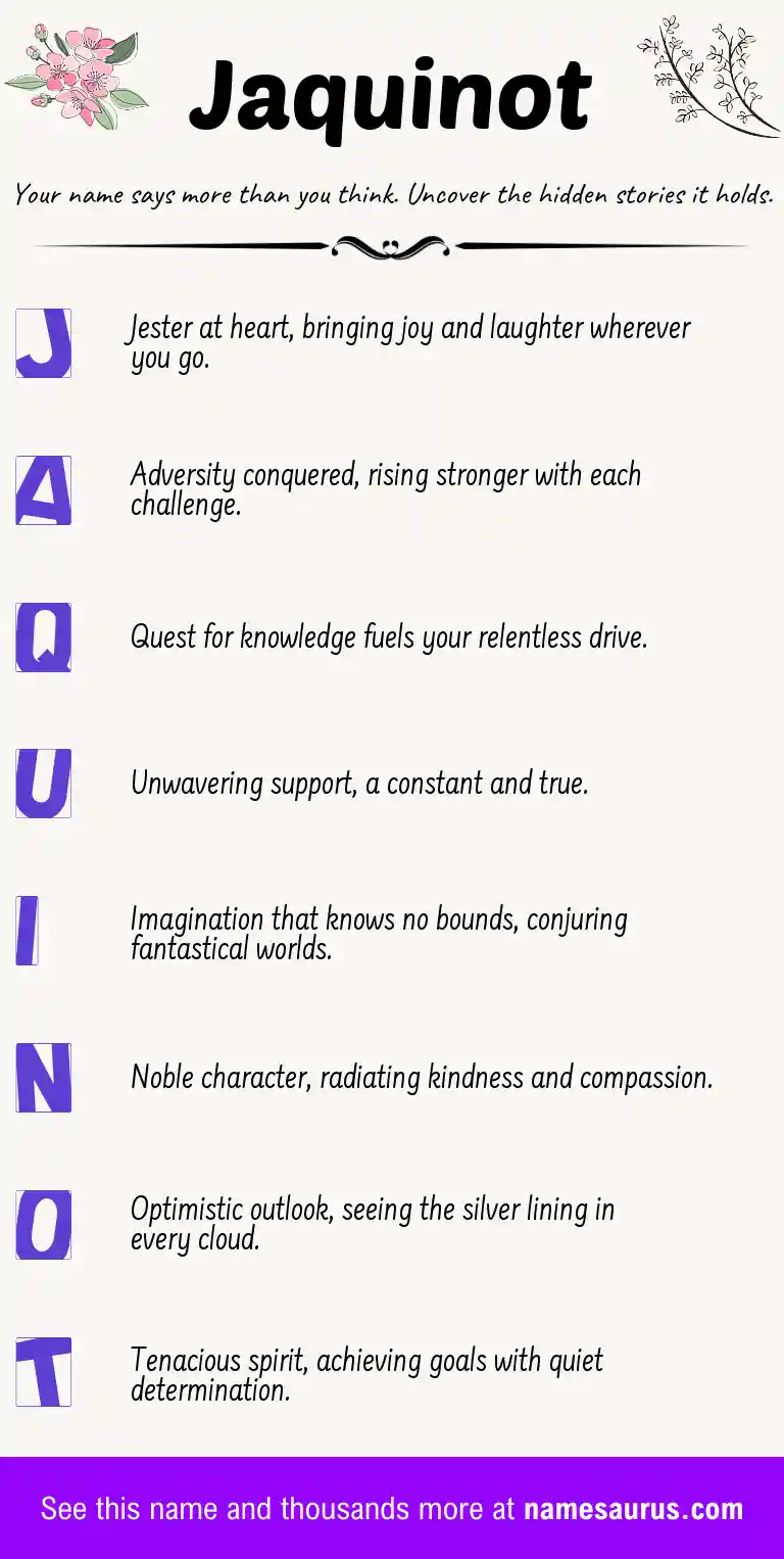 Acrostic poem about Jaquinot.