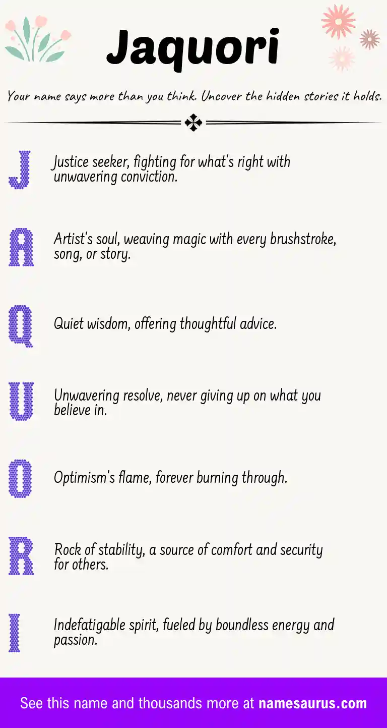 Acrostic poem about Jaquori.