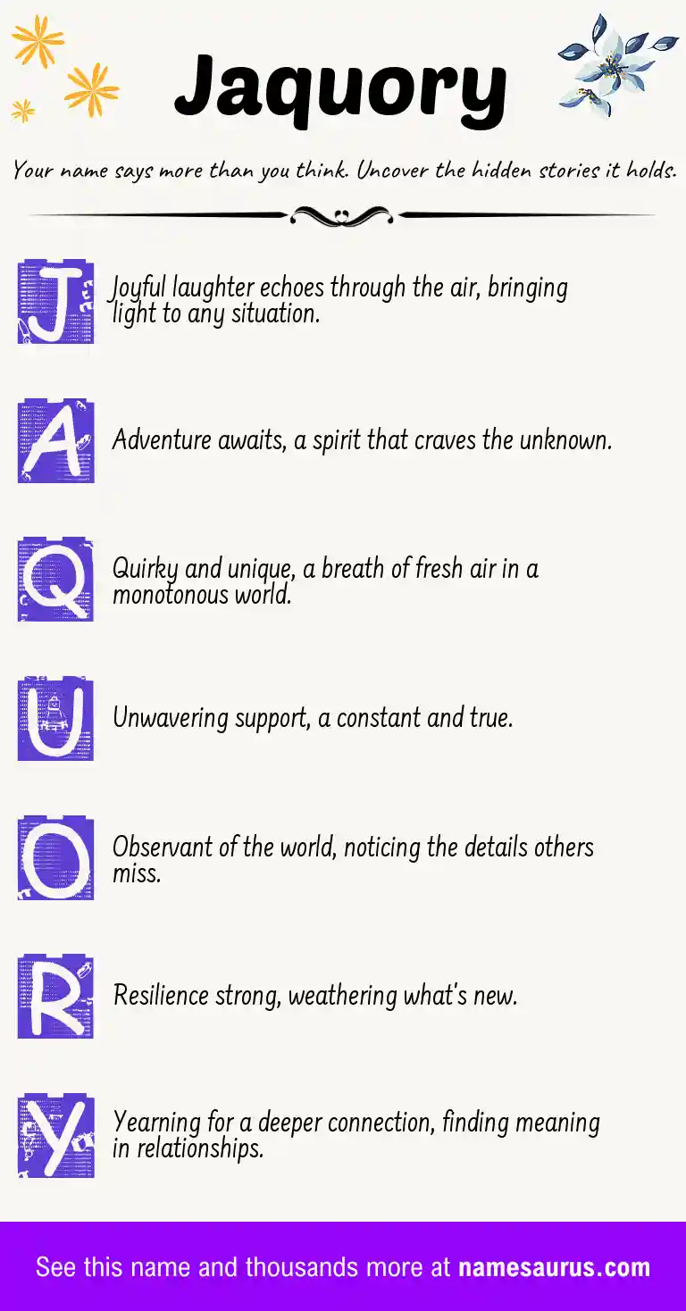Acrostic poem about Jaquory.