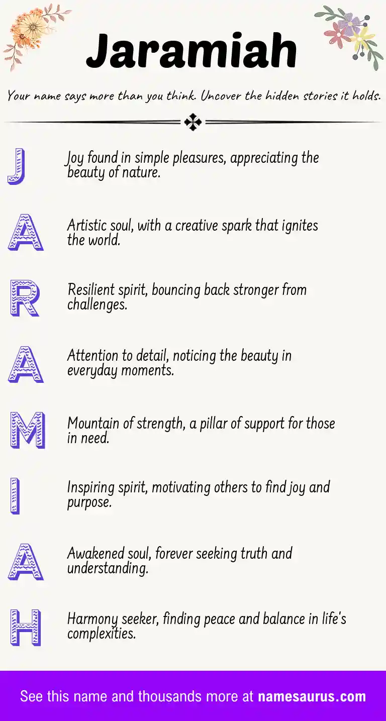 Acrostic poem about Jaramiah.