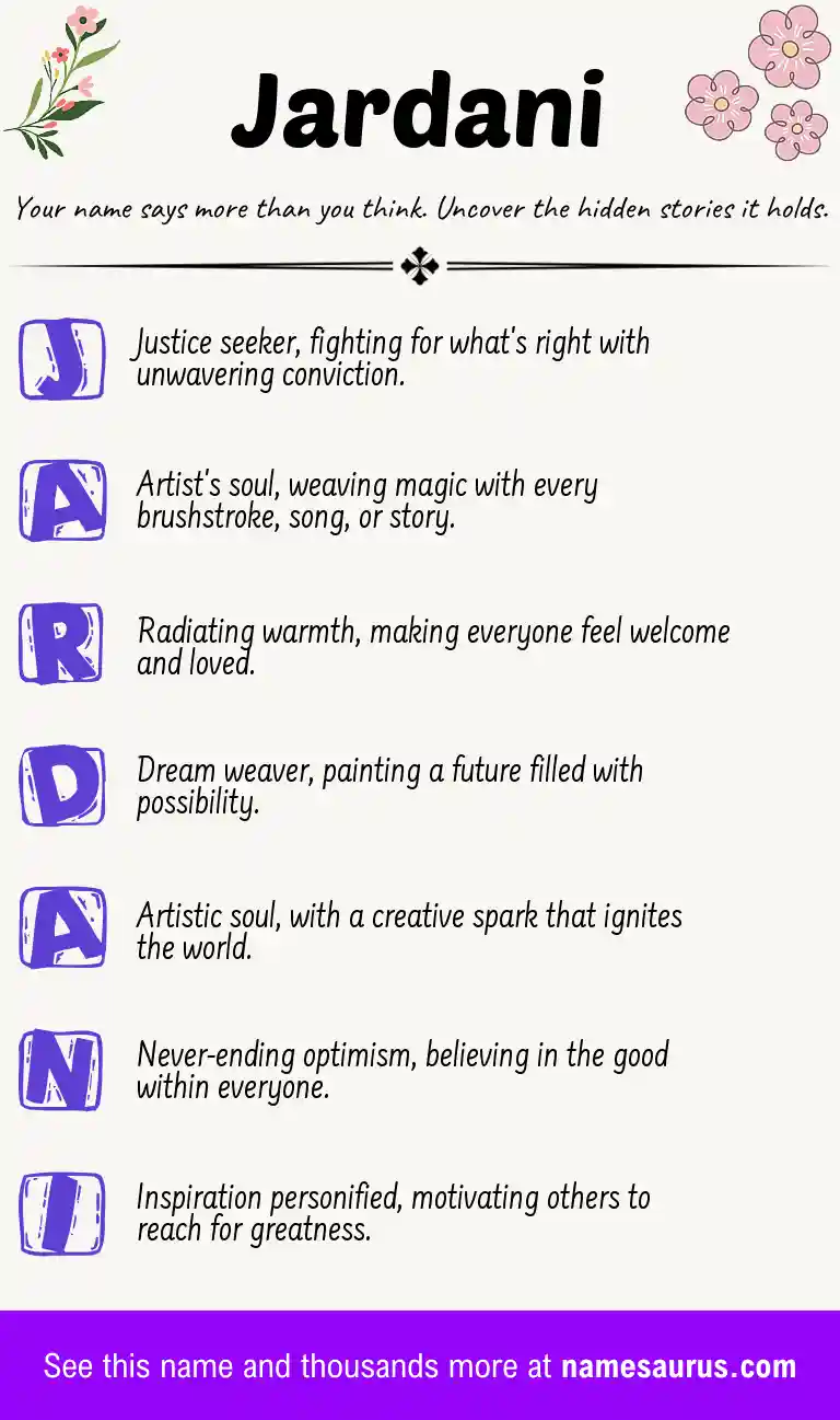 Acrostic poem about Jardani.