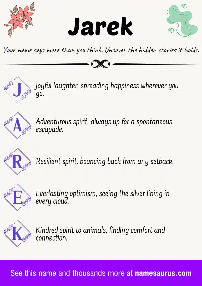Acrostic poem about Jarek.