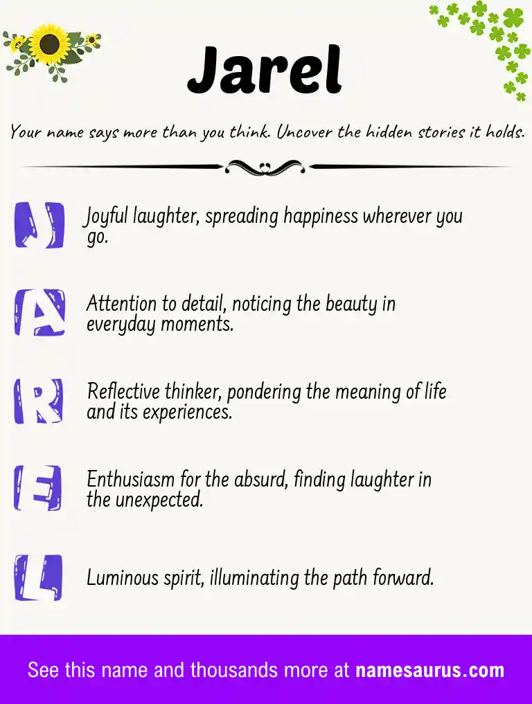 Acrostic poem about Jarel.