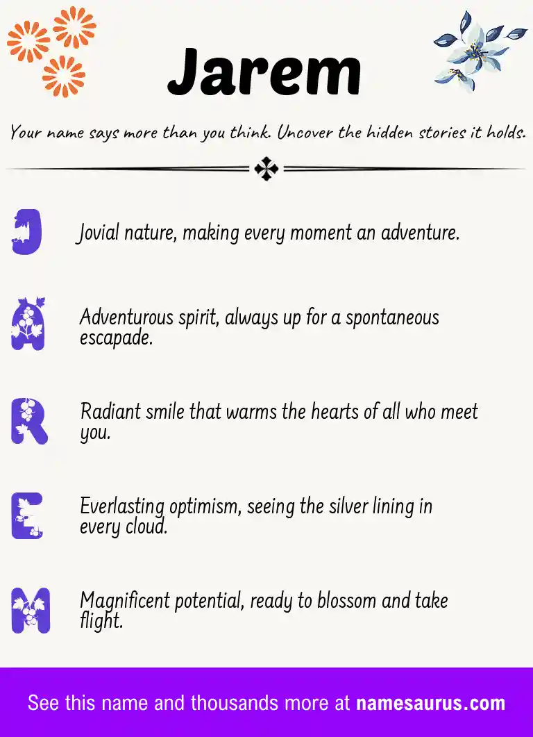 Acrostic poem about Jarem.