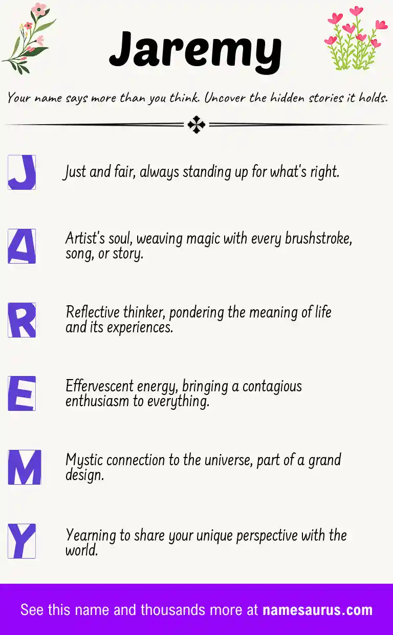 Acrostic poem about Jaremy.