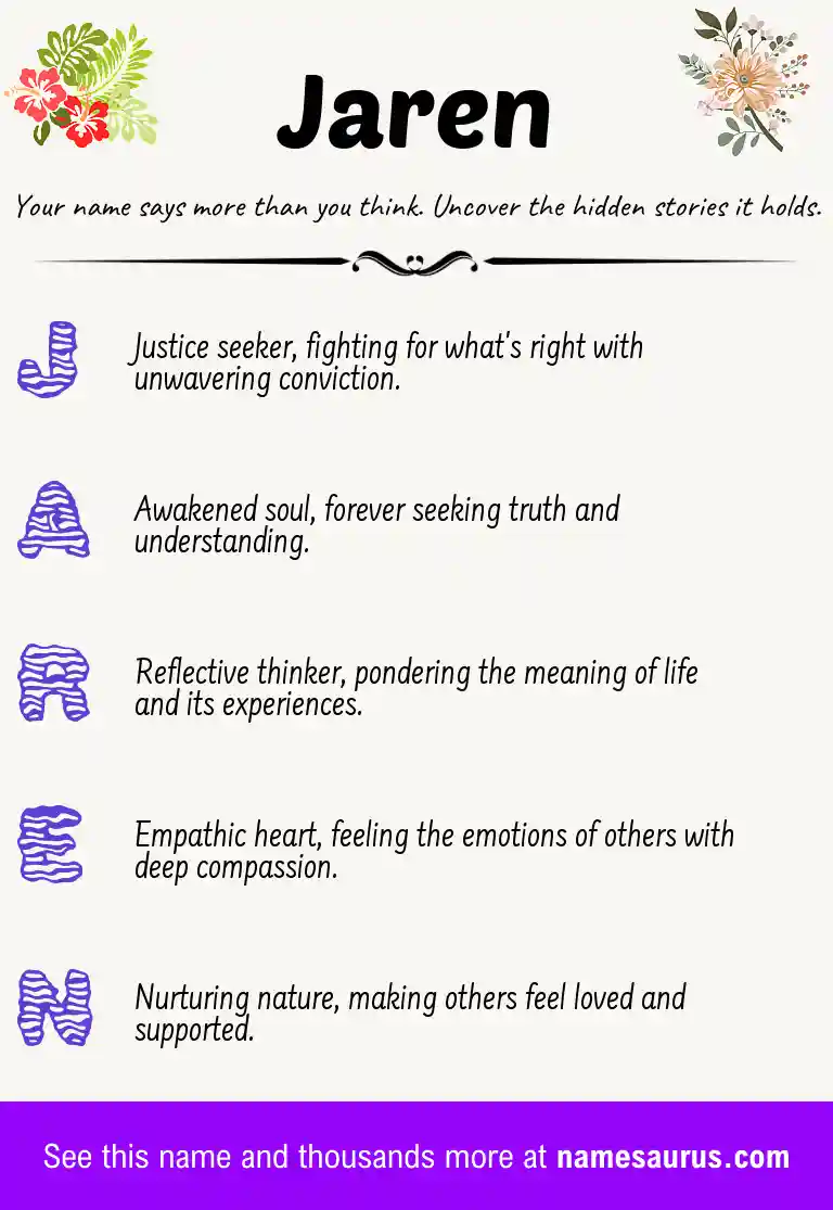 Acrostic poem about Jaren.