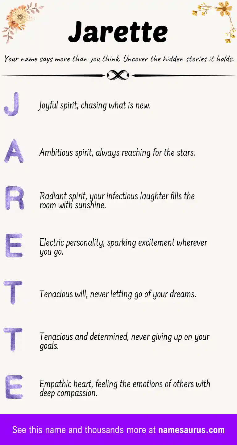 Acrostic poem about Jarette.