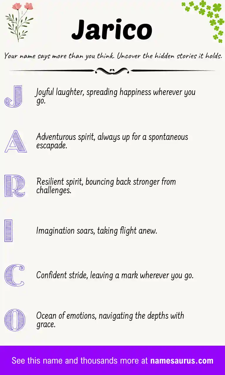 Acrostic poem about Jarico.