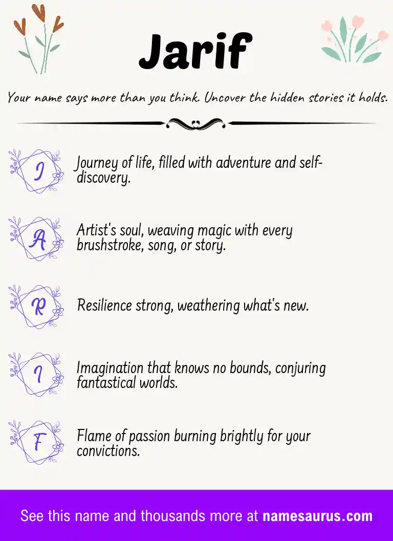 Acrostic poem about Jarif.