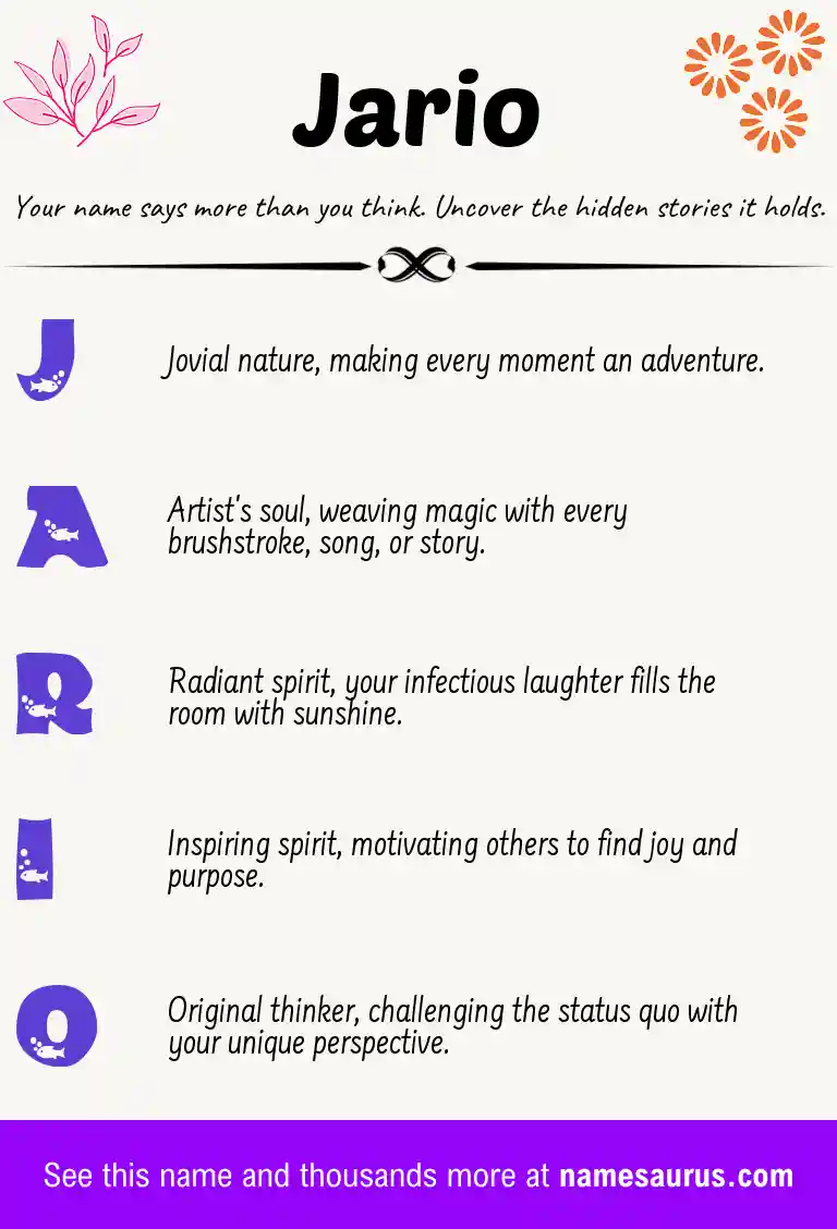 Acrostic poem about Jario.