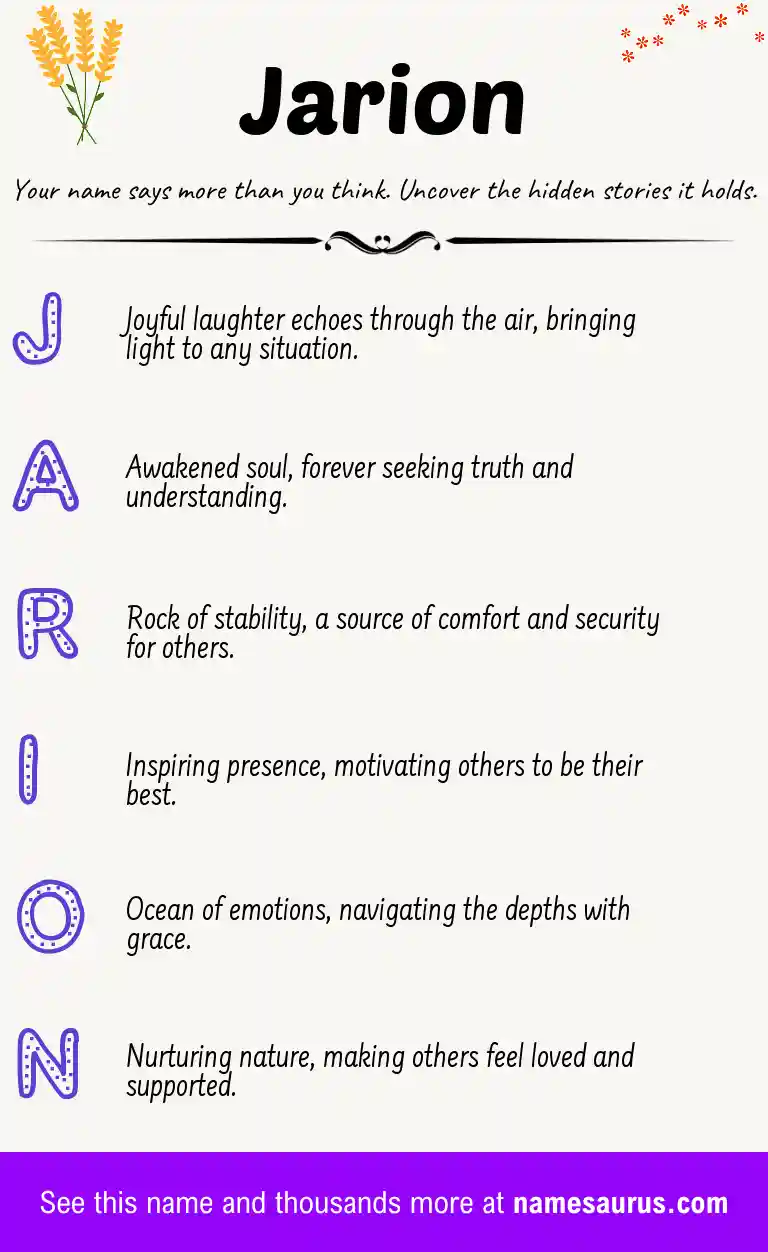 Acrostic poem about Jarion.