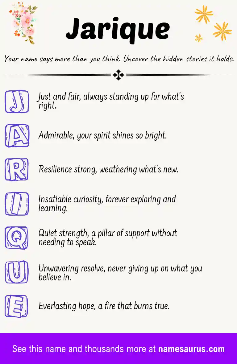 Acrostic poem about Jarique.