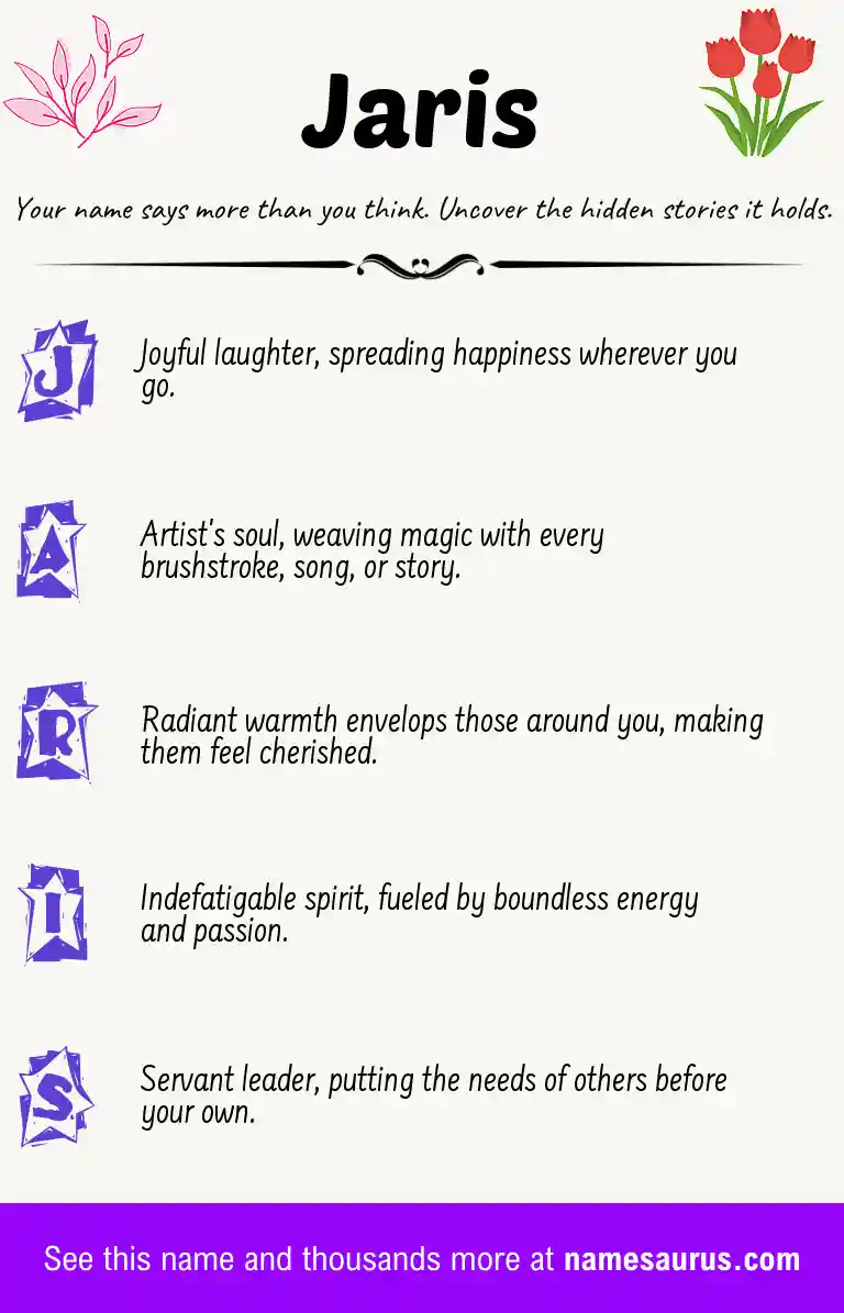 Acrostic poem about Jaris.