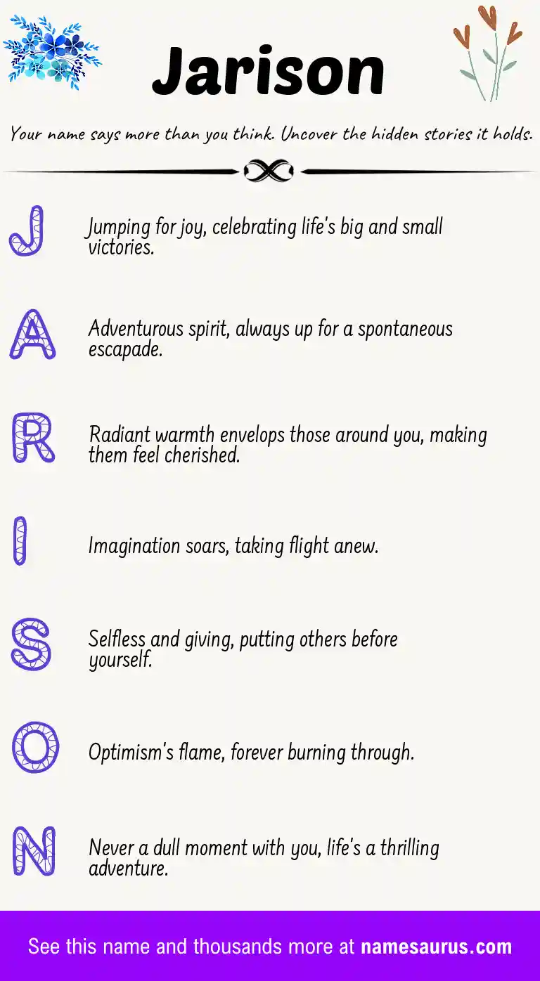 Acrostic poem about Jarison.