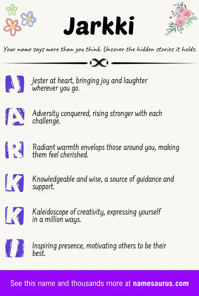 Acrostic poem about Jarkki.