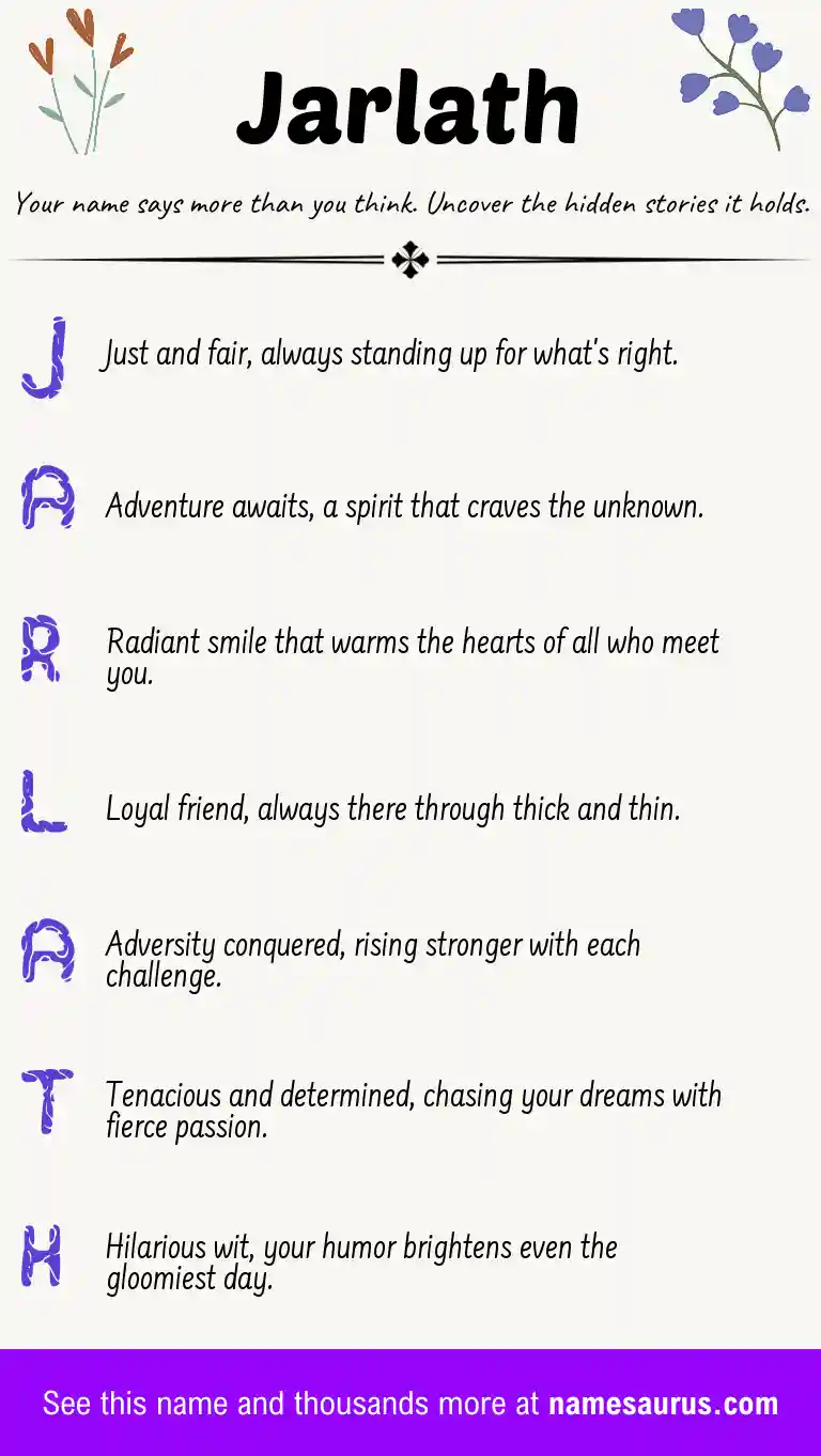 Acrostic poem about Jarlath.